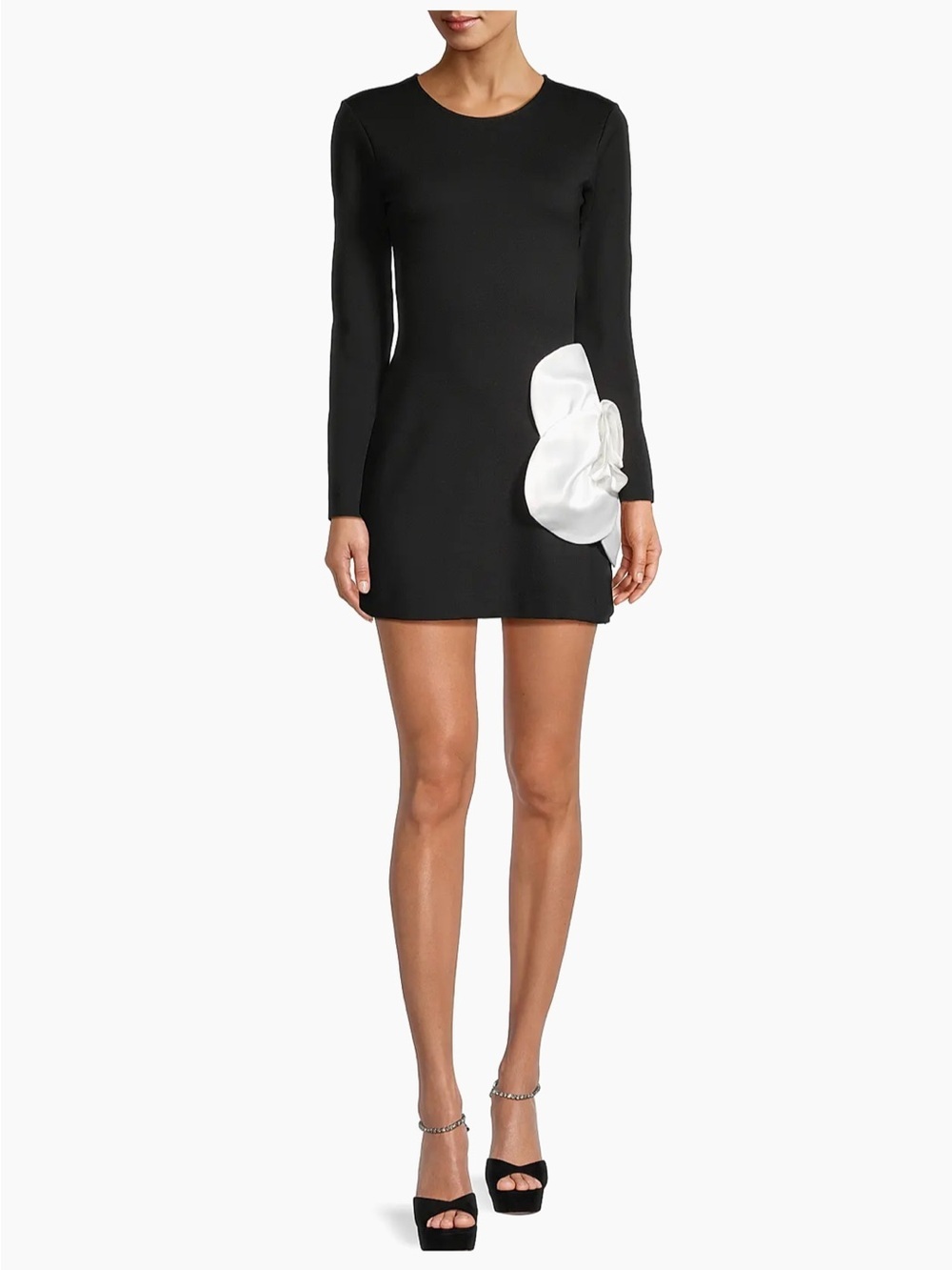 NWT Delfi Collective Chloe Two-Tone Floral Minidress Dress Black White 3D Flower